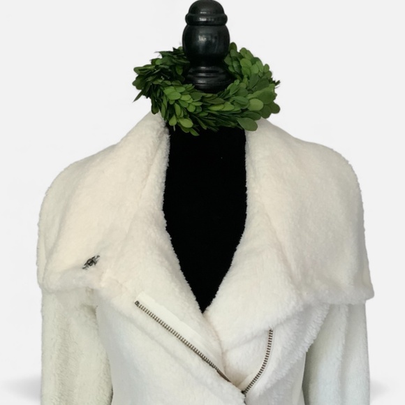 Anthropologie Pure + Good Warm and Cozy Fleece Sherpa Moto Jacket SZ S - Picture 3 of 15